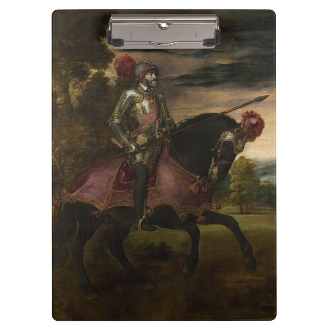 Emperor Charles V on Horseback (by Titian) Clipboard (Front)