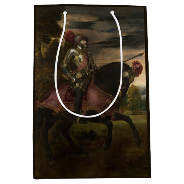 Emperor Charles V on Horseback (by Titian) Medium Gift Bag (Front)