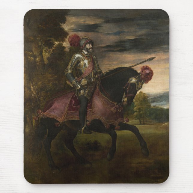 Emperor Charles V on Horseback (by Titian) Mouse Mat (Front)