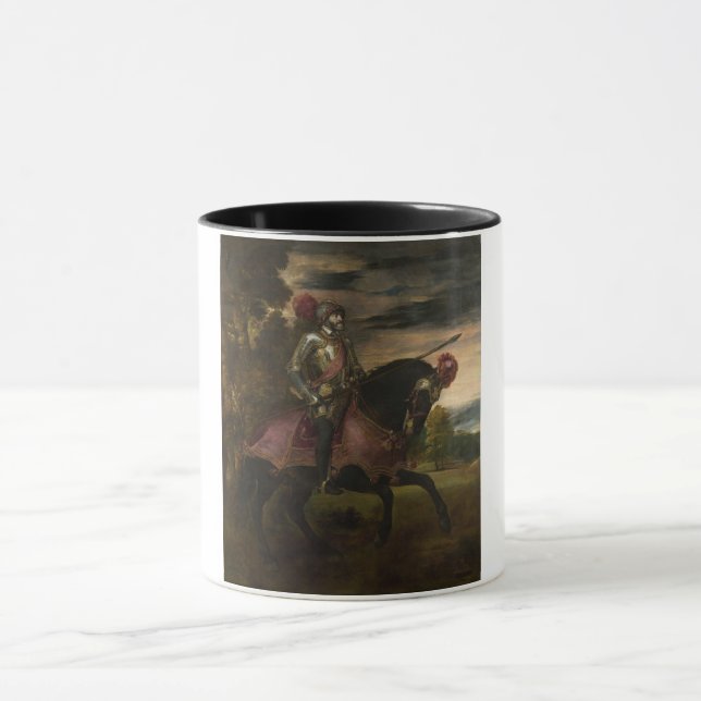 Emperor Charles V on Horseback (by Titian) Mug (Center)