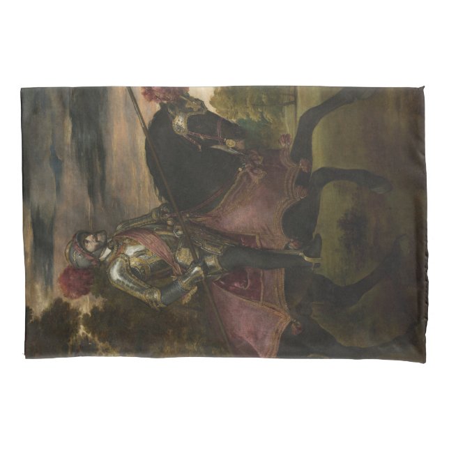 Emperor Charles V on Horseback (by Titian) Pillowcase (Front-Left)