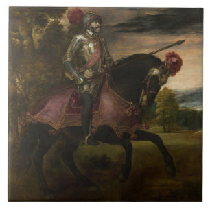 Emperor Charles V on Horseback (by Titian) Tile