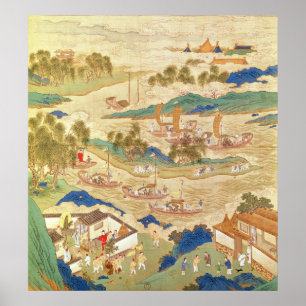 Emperor Hui Tsung  transporting pierced stones Poster
