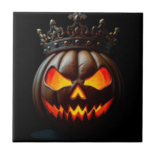 Emperor Jack-O-Lantern Halloween Ceramic Tile