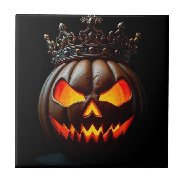 Emperor Jack-O-Lantern Halloween Ceramic Tile (Front)