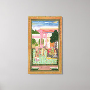 Emperor Jahangir (1569-1627) with his consort and Canvas Print