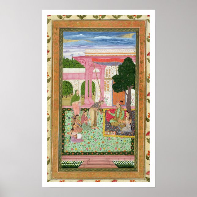 Emperor Jahangir (1569-1627) with his consort and Poster (Front)