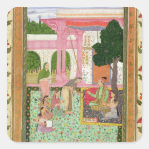 Emperor Jahangir (1569-1627) with his consort and Square Sticker