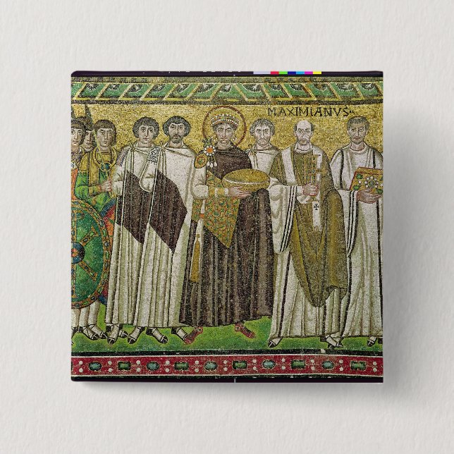 Emperor Justinian I 15 Cm Square Badge (Front)