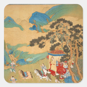 Emperor Mu Wang  of the Chou Dynasty in Square Sticker