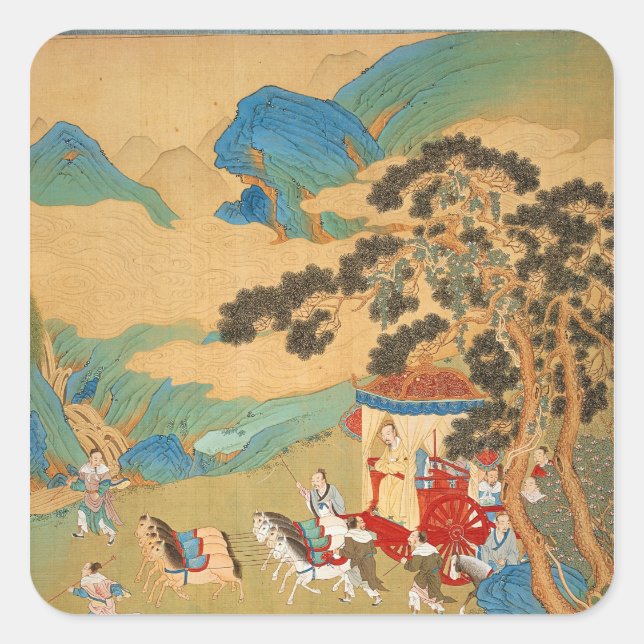 Emperor Mu Wang  of the Chou Dynasty in Square Sticker (Front)
