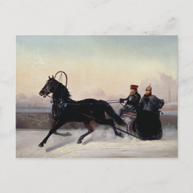 Emperor Nicholas I  Driving in a Sleigh Postcard (Front)