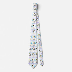 Emperor Penguin and Chick Watercolor Painting Tie