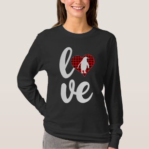 Emperor Penguin Buffalo Plaid Love Penguin Valenti T-Shirt