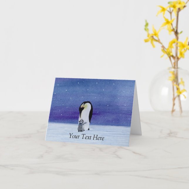 Emperor Penguin Card (Yellow Flower)