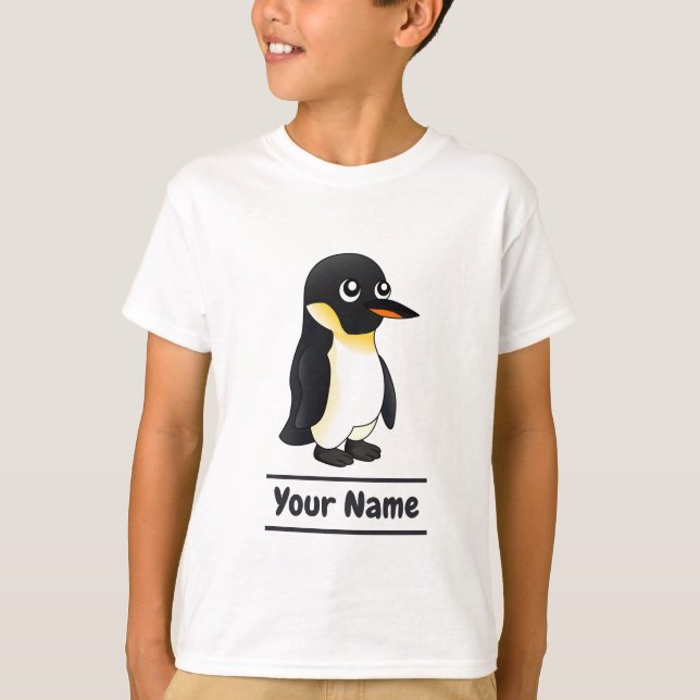 Emperor Penguin cartoon with custom text T-Shirt (Front)