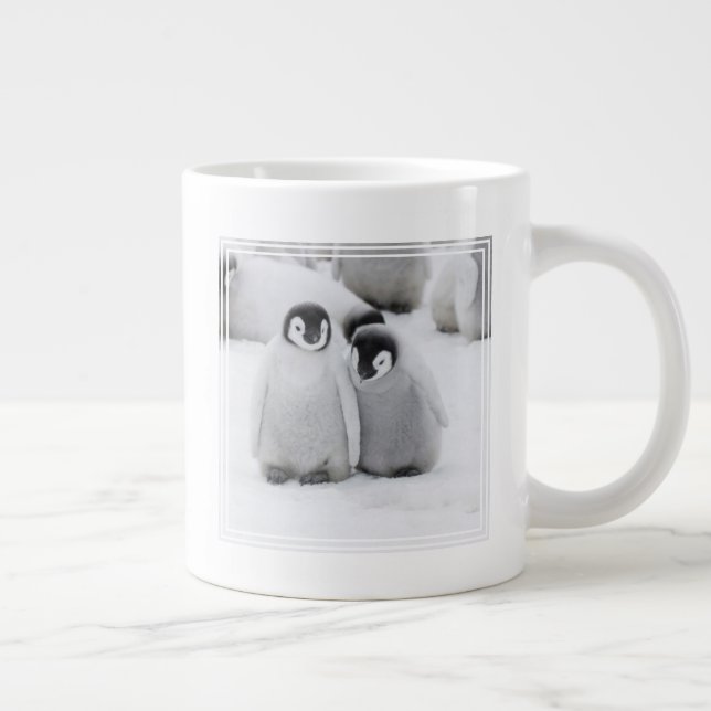 Emperor Penguin Chicks on Ice in Antarctica Large Coffee Mug (Right)