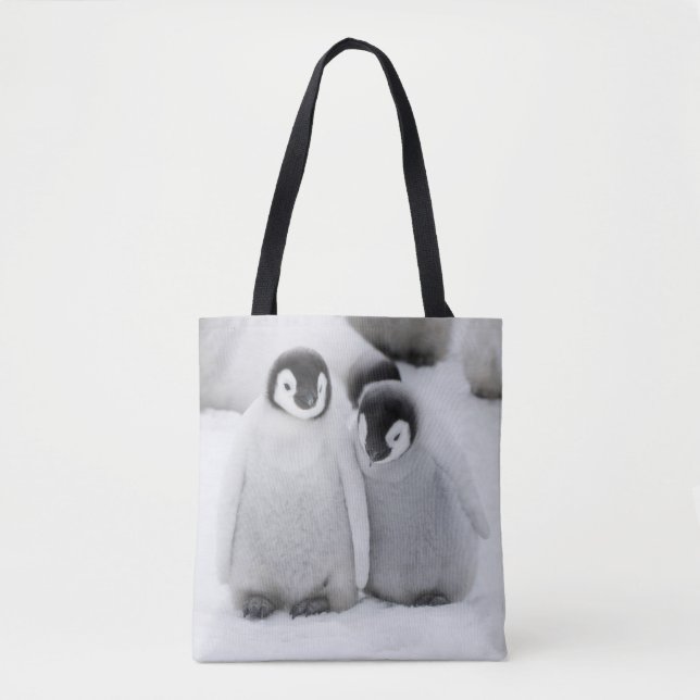 Emperor Penguin Chicks on Ice in Antarctica Tote Bag (Front)