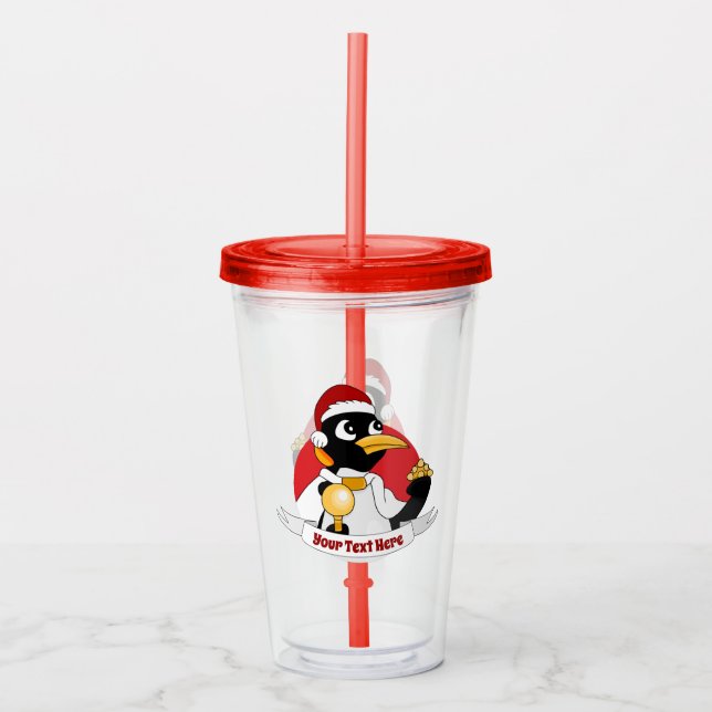 Emperor penguin Christmas cartoon Acrylic Tumbler (Front)