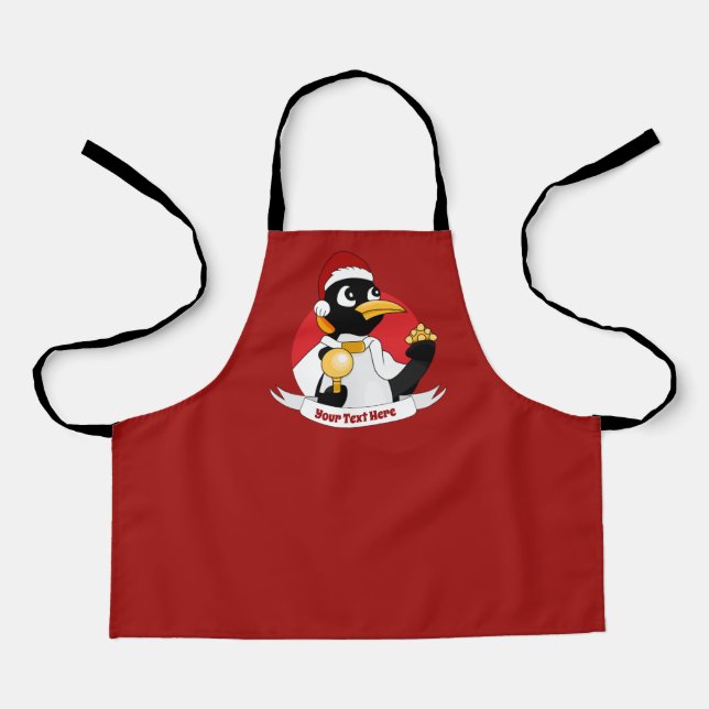 Emperor penguin Christmas cartoon Apron (Front)