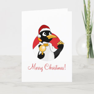 Emperor penguin Christmas cartoon Holiday Card