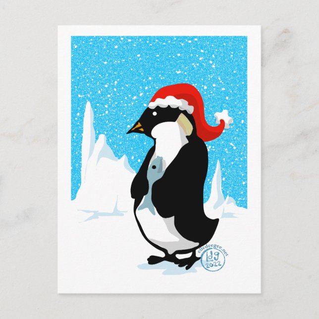 Emperor Penguin Christmas Holiday Postcard (Front)