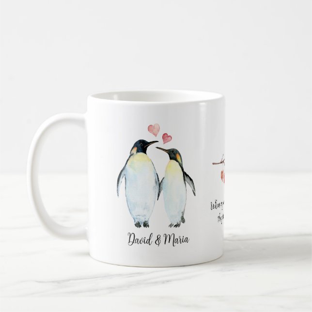 Emperor Penguin Couple in Love Coffee Mug (Left)