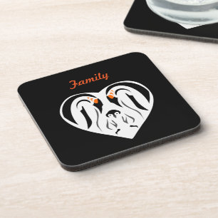 Emperor Penguin Family Love Heart Coaster