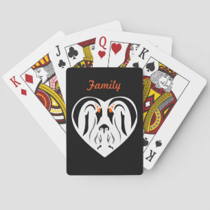 Emperor Penguin Family Love Heart Playing Cards