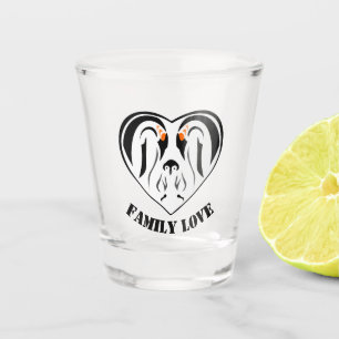 Emperor Penguin Family Love Heart Shot Glass