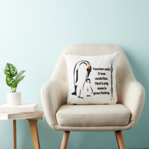 Emperor Penguin Father Standing with Son Cushion