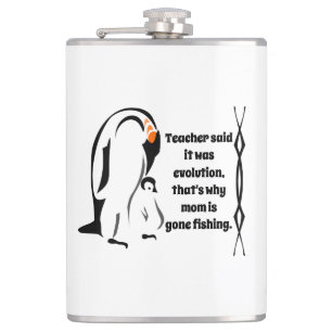 Emperor Penguin Father Standing with Son Hip Flask
