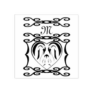 Emperor Penguin Forever Love Birds Rubber Stamp