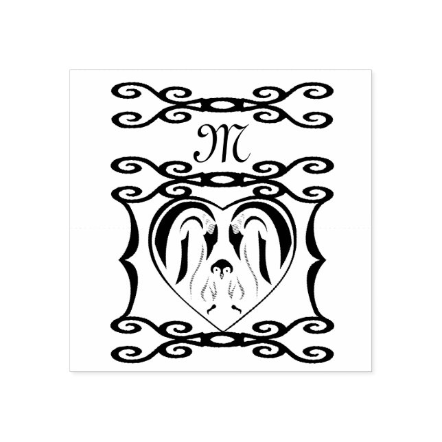 Emperor Penguin Forever Love Birds Rubber Stamp (Imprint)