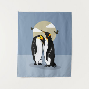 Emperor penguin parents tapestry