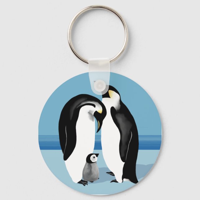 Emperor Penguin With Baby Chick Key Ring (Front)