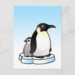 Emperor Penguin with Chick Postcard