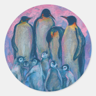 Emperor Penguins, Antarctic Birds Parents and Kids Classic Round Sticker