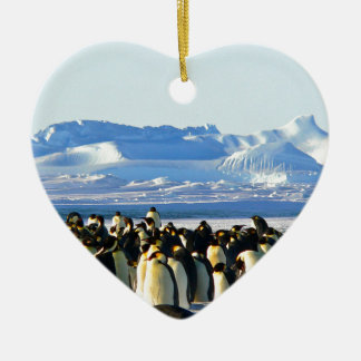 Emperor penguins ceramic tree decoration