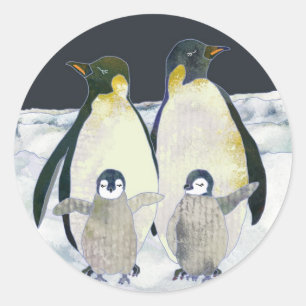 Emperor Penguins in Antarctica Classic Round Sticker