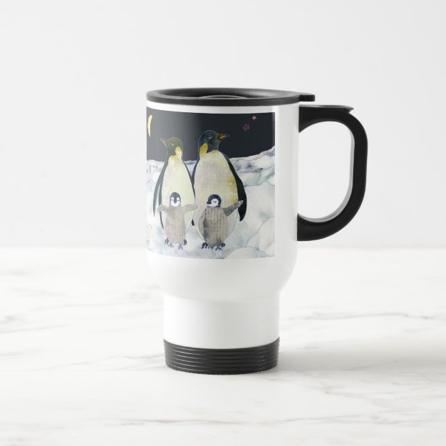 Emperor Penguins in the Antarctic Winter Travel Mug (Right)