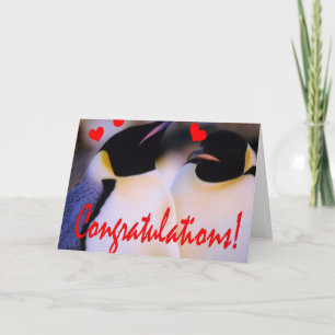Emperor penguins love engagement card