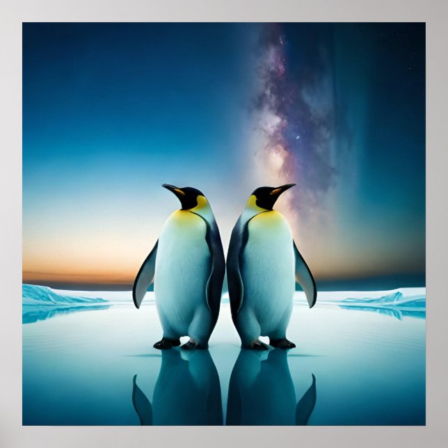 Emperor penguins on ice poster (Front)