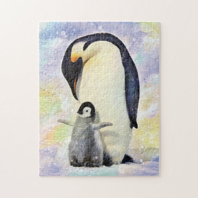 Emperor Penguins with Baby Chick Jigsaw Puzzle (Vertical)