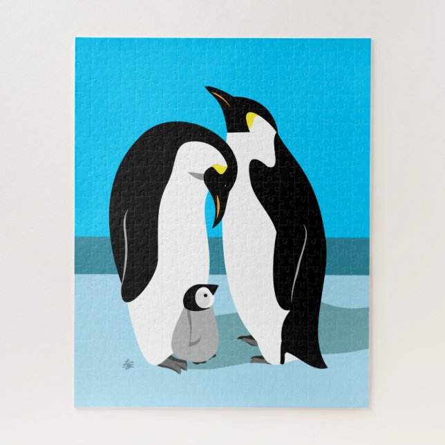Emperor Penguins With Baby Penguin Jigsaw Puzzle (Vertical)