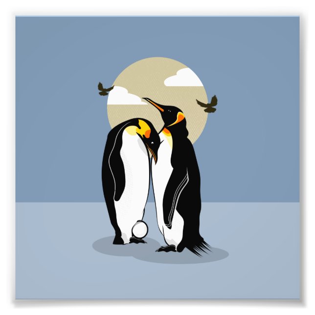 Emperor Penguins with Egg Photo Print (Front)