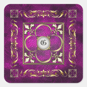 Emperor Pink Square Monogram Sticker