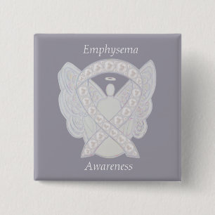 Emphysema Awareness Angel Pearl Ribbon Custom Pin