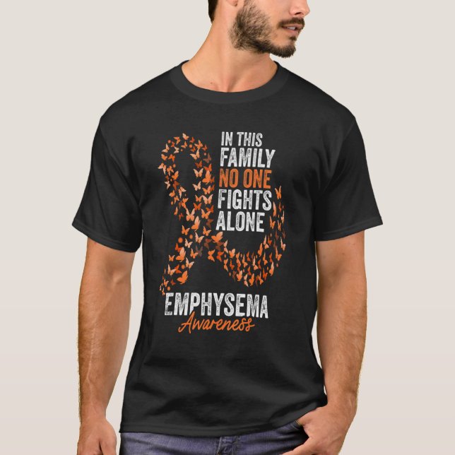 Emphysema Awareness Month Butterflies Orange Ribbo T-Shirt (Front)