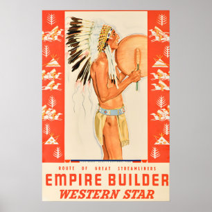 Empire Builder - Western Star - Vintage Travel Poster